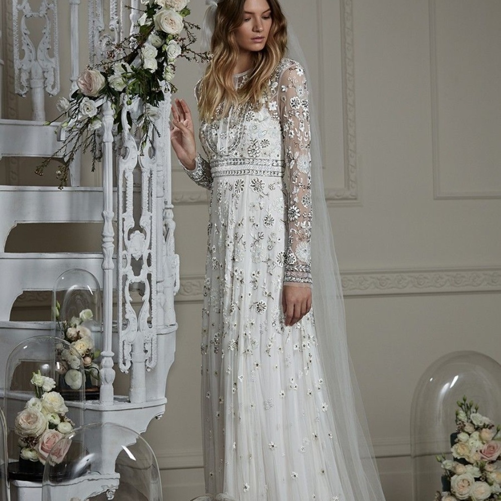 BHLDN Needle & Thread Tabitha Wedding Gown Size 12 - Picture 4 of 8